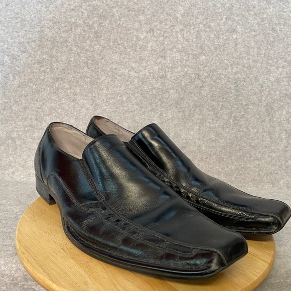 Stacy Adams Other - Stacy Adams Size 10M Black Leather Square Toe Slip On Loafer Shoes